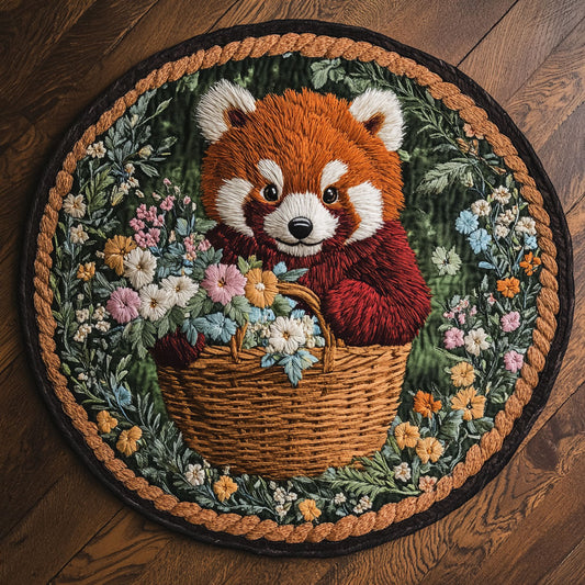 Red Panda Basket WN2905047CL Quilted Round Mat