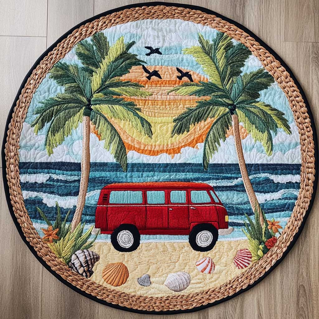 Sunset Van Ride WN2304025CL Quilted Round Mat