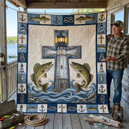 Twin Walleye Lighthouse Cross WN1606016CL Quilt