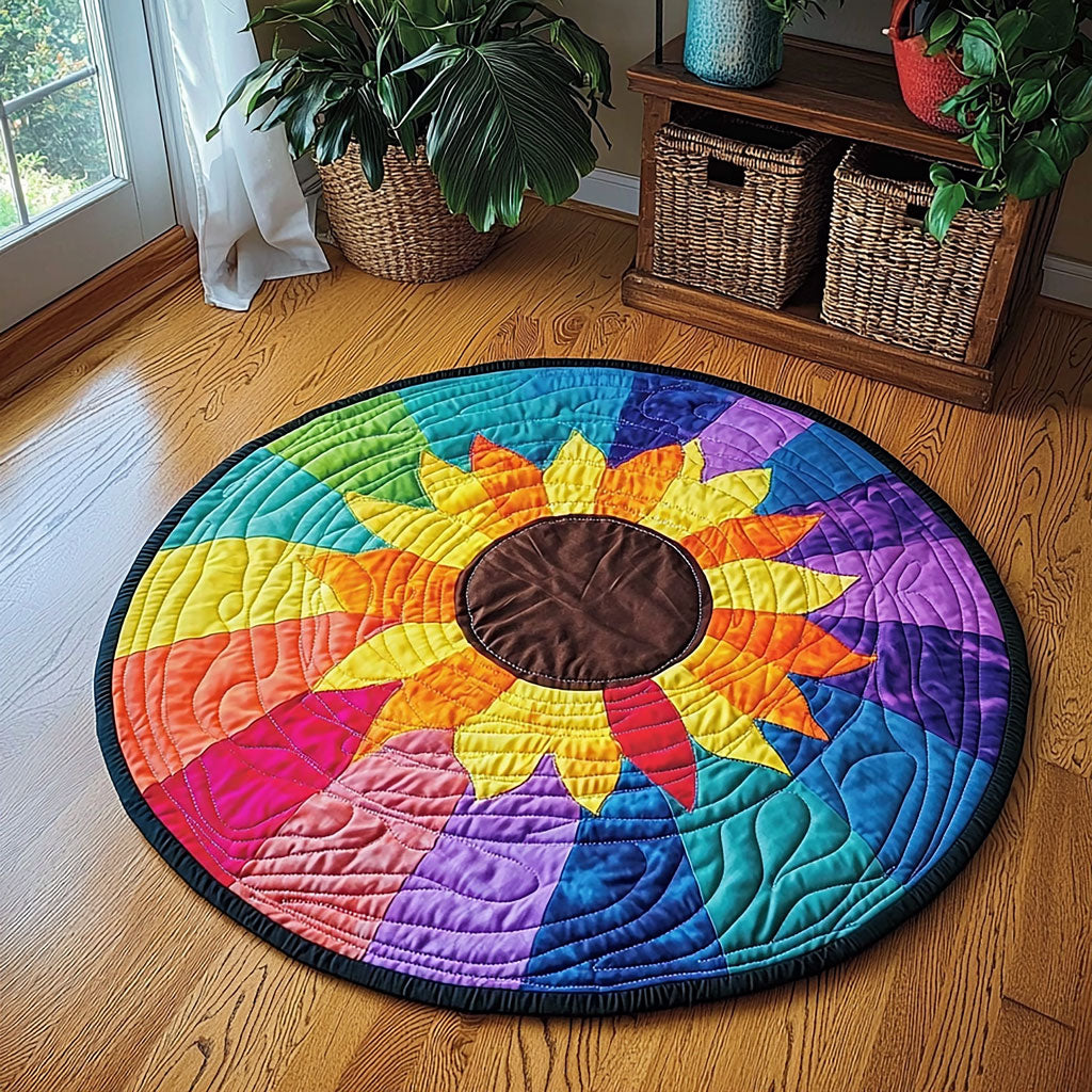 Illusion Sunflower QA0212019CL Quilted Round Mat