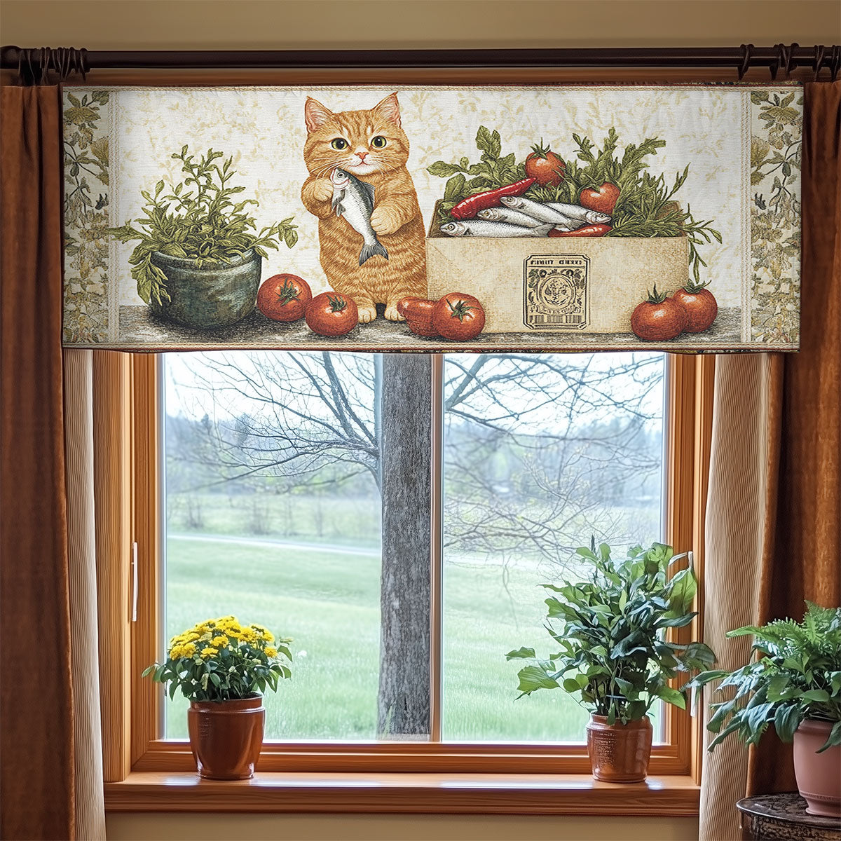 Cat Feast Fiesta WN3006028CL Quilted Valance
