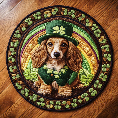 Dachshund Rainbow WN0907038CL Quilted Round Mat