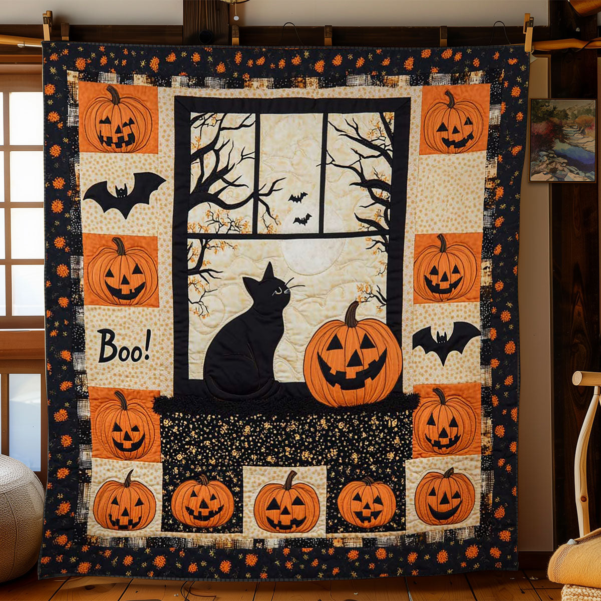 Pumpkin Patch Cat WN0703058CL Quilt