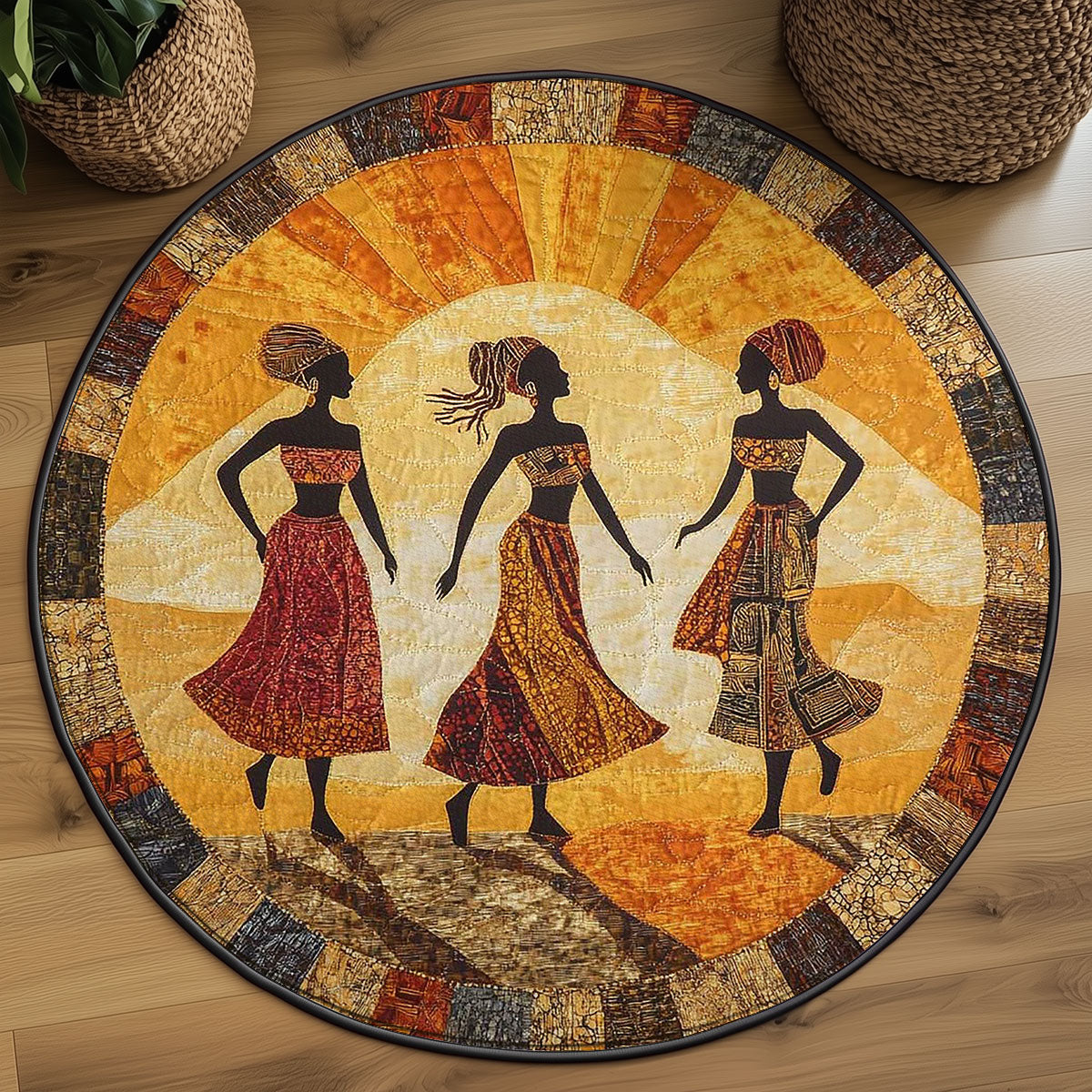 Rooted African WN2305055CL Quilted Round Mat