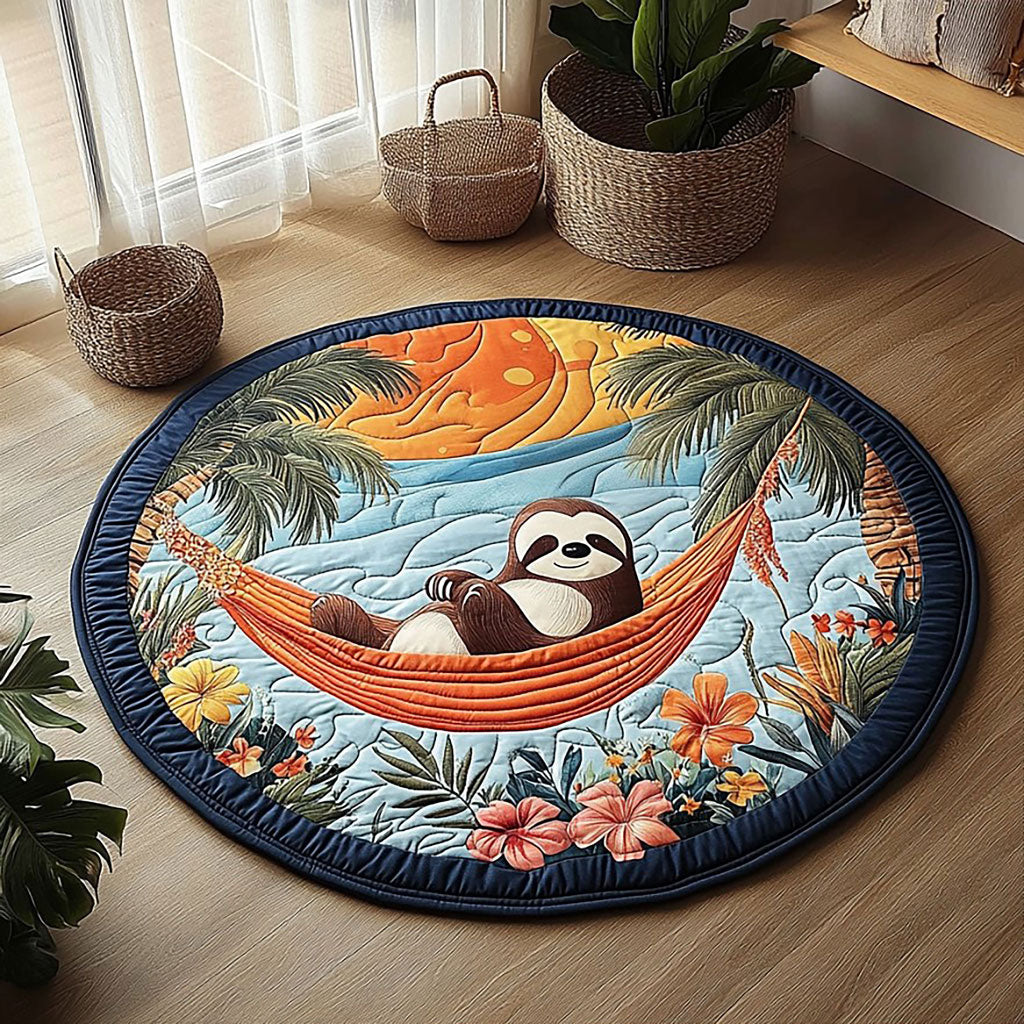 Tropical Summer Sloth QA2011023CL Quilted Round Mat