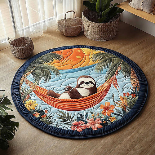 Tropical Summer Sloth QA2011023CL Quilted Round Mat