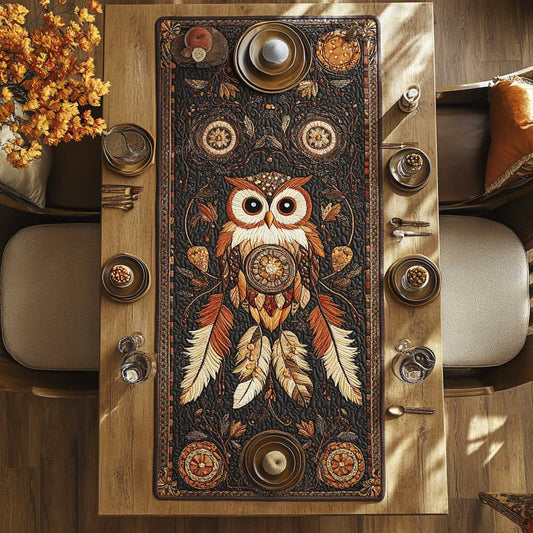 Owls And Flowers WN2204045CL Quilted Table Runner