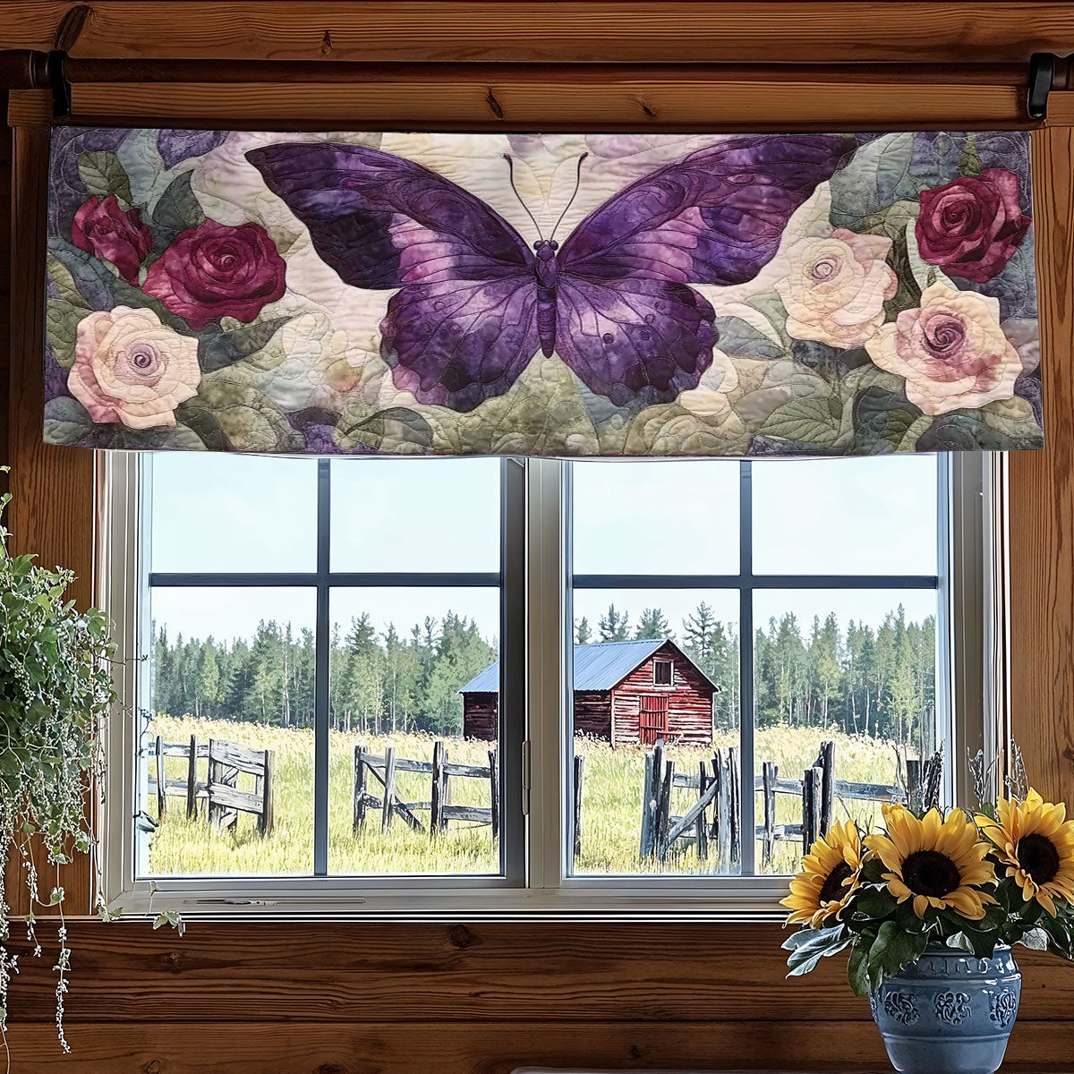 Velvet Butterfly WN2003012CL Quilted Valance