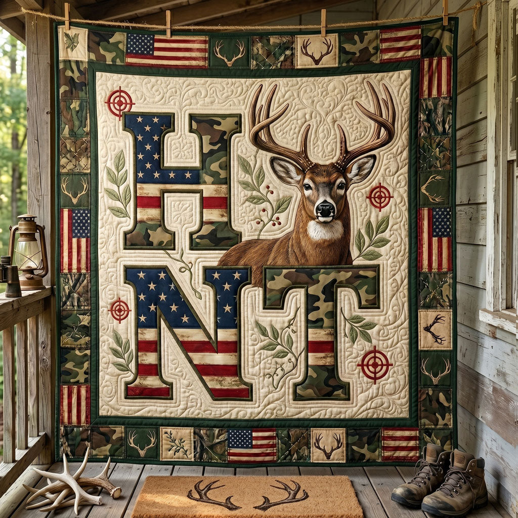 Patriotic Hunt Deer WN1305019CL Quilt