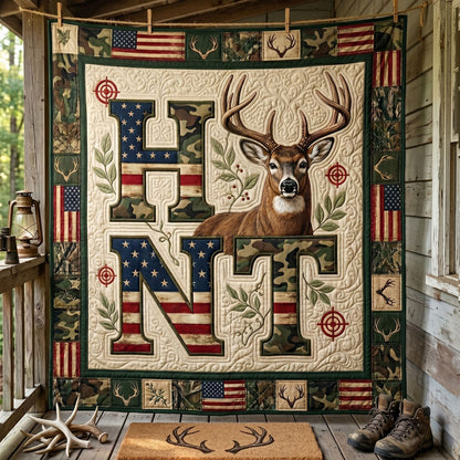 Patriotic Hunt Deer WN1305019CL Quilt