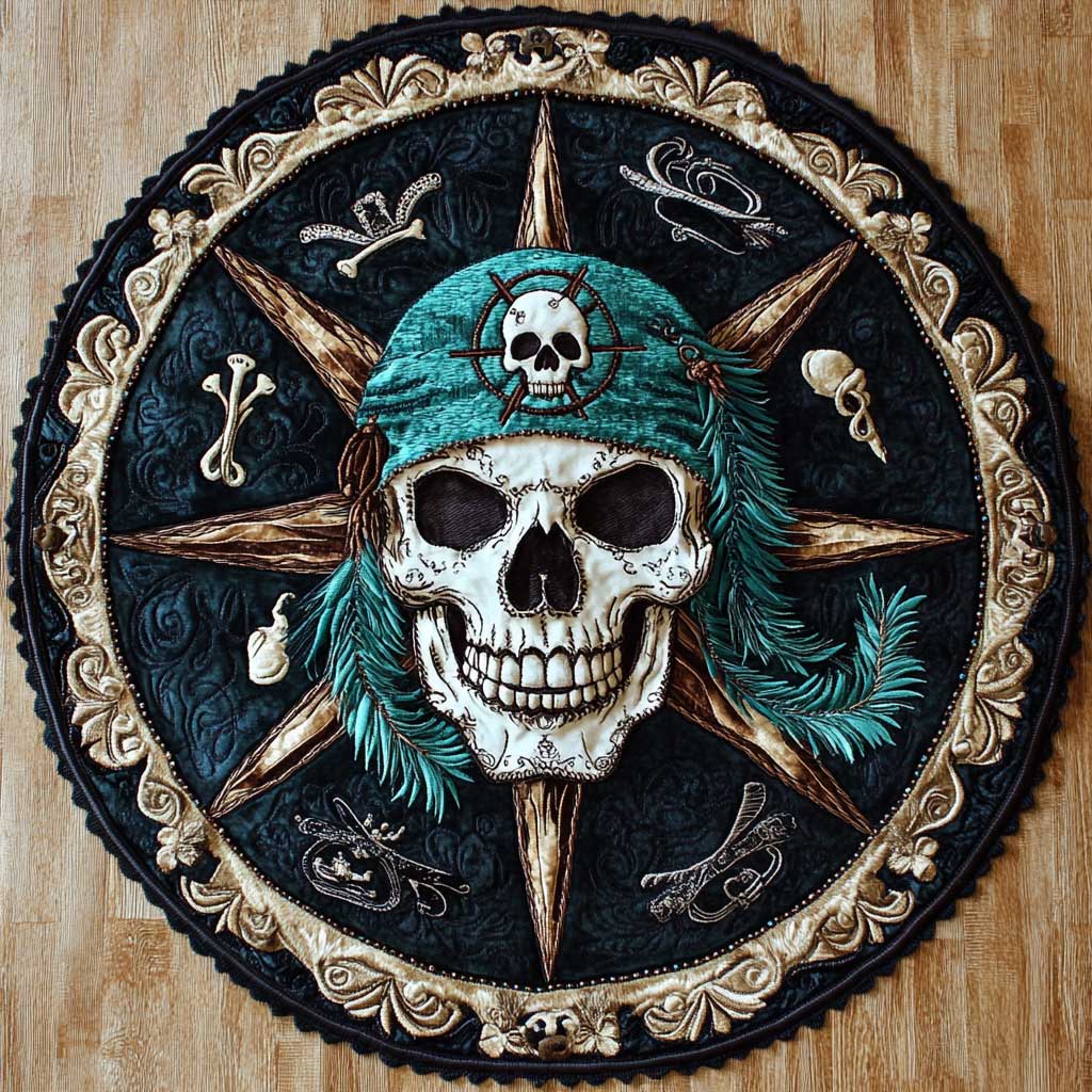 Skull Compass WN1705065CL Quilted Round Mat
