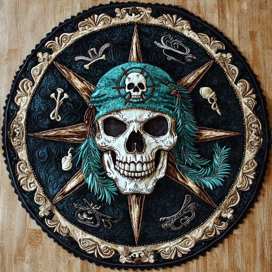 Skull Compass WN1705065CL Quilted Round Mat