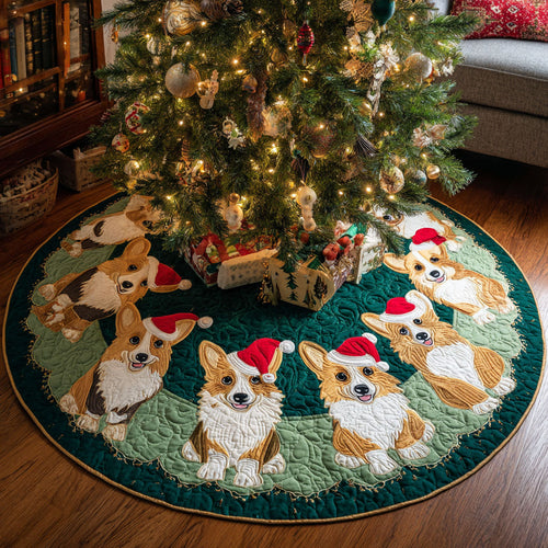 Jolly Corgis CP1110040CL Quilted Christmas Tree Skirt