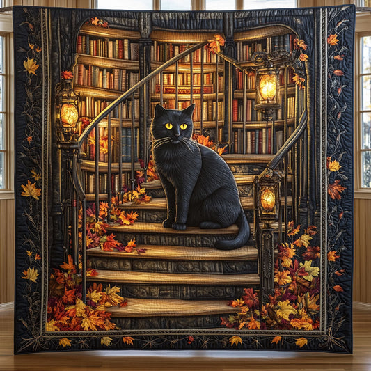 Cat Autumn Library CW0310021CL Quilt