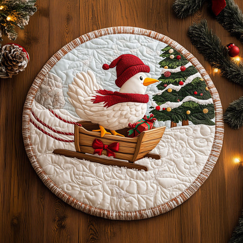 Rustic Santa's Sleigh LT1410034CL Quilted Round Mat
