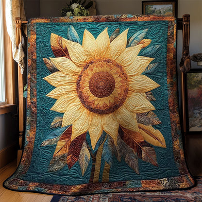 Sunflower And Feather Harmony WN1302046CL Quilt