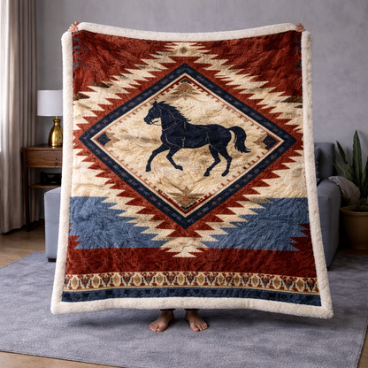 Geometric Horse QA3001009CL Faux Fur Throw Blanket