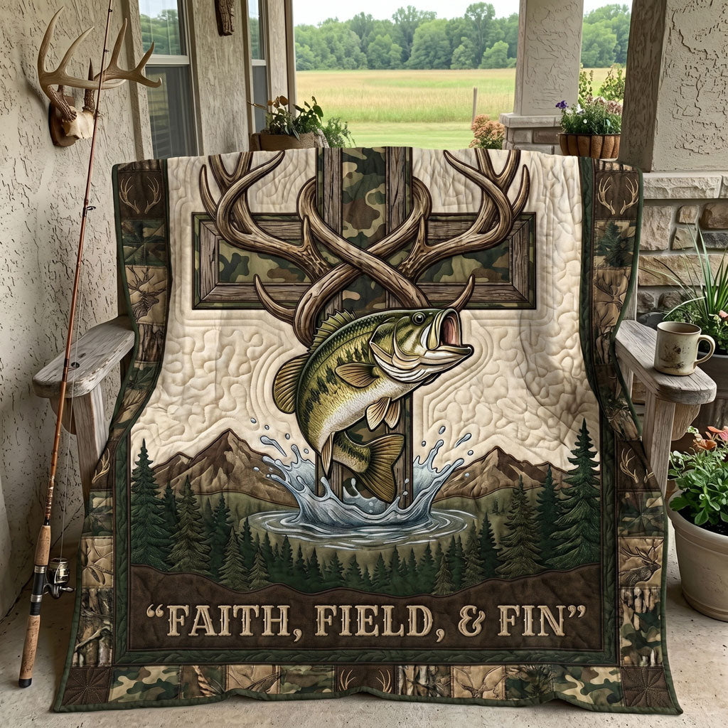 Faith Field And Fin Deer Antlers Fishing WN1205007CL Quilt