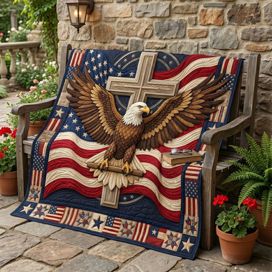 God Bless America Eagle Cross WN1304010CL Quilt