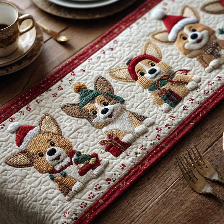 Christmas Corgi XR1310012CL Quilted Table Runner
