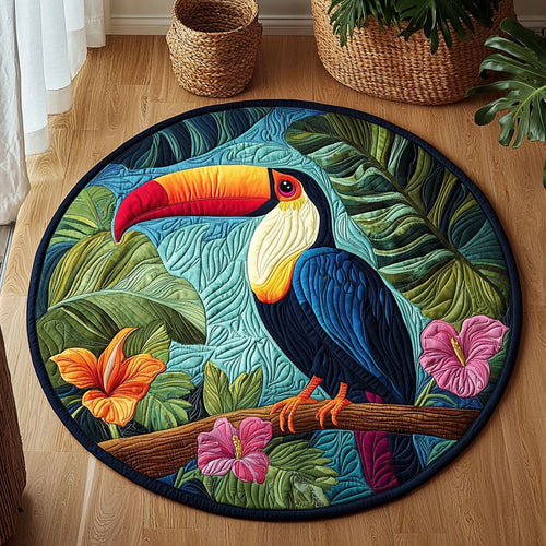 Vibrant Tropical Toucan QA0712024CL Quilted Round Mat