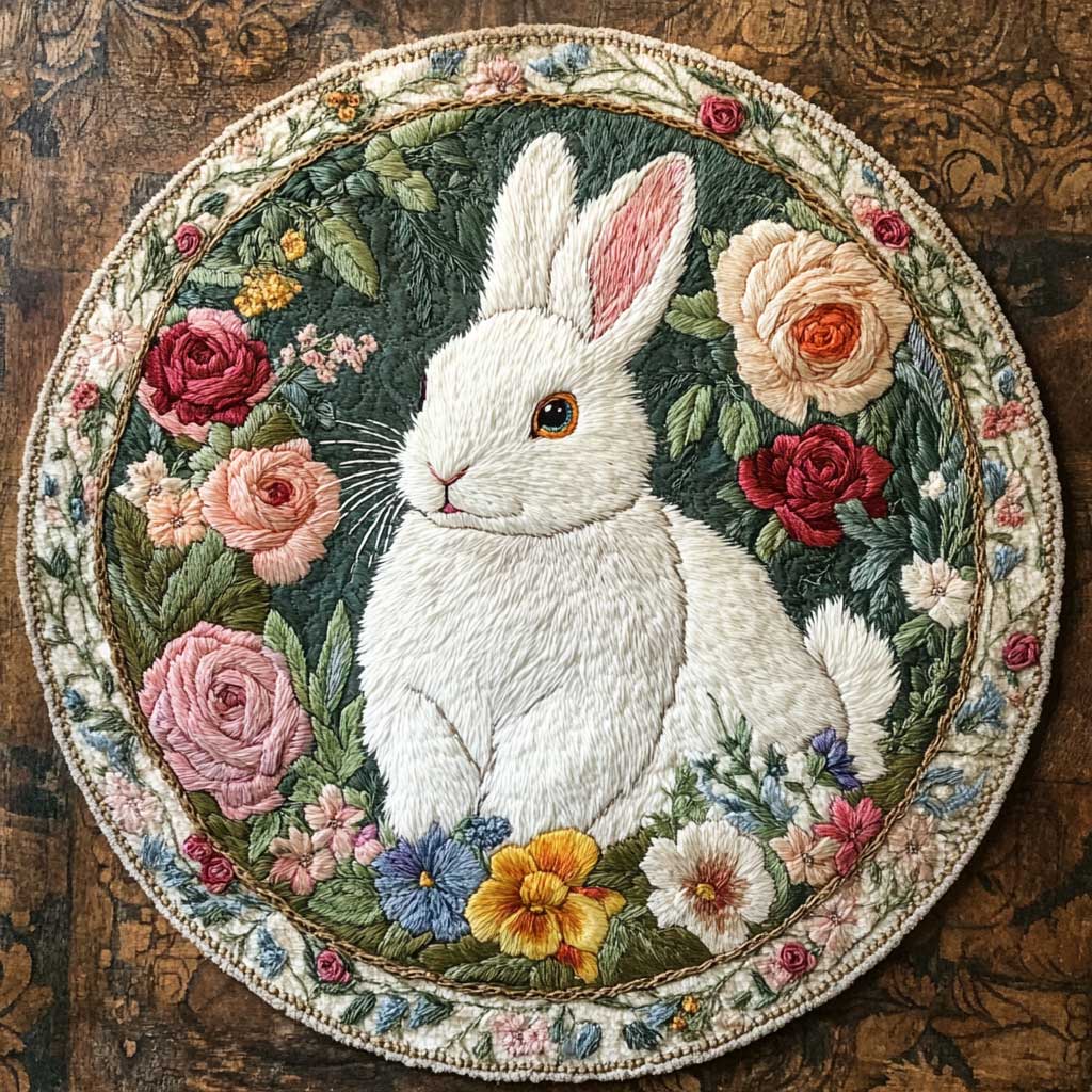 Peaceful Bunny WN0505043CL Quilted Round Mat