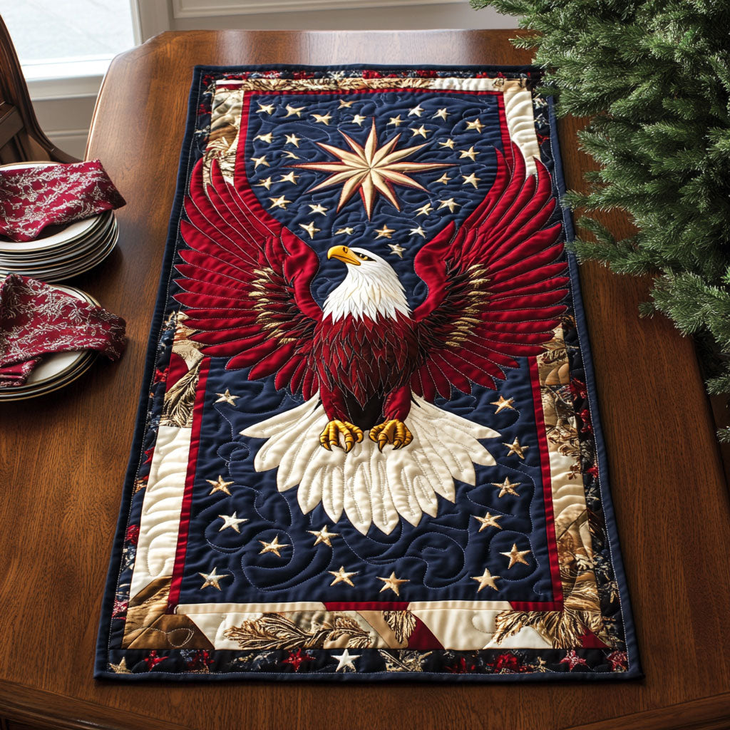 Patriotic Eagle WJ3107037CL Quilted Table Runner