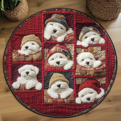 Bichon Frise Fireside WN0907007CL Quilted Round Mat