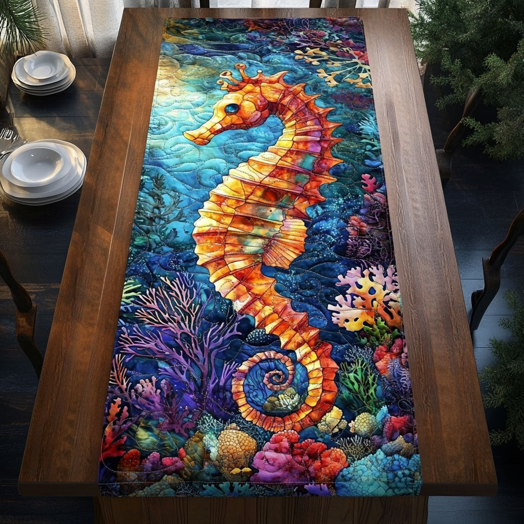 Underwater Seahorse WJ0907034CL Quilted Table Runner