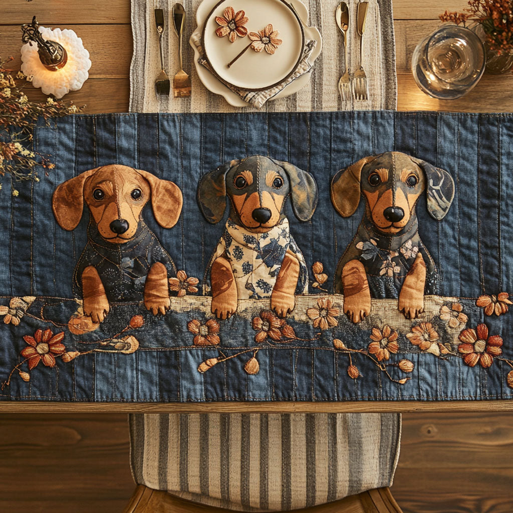 Denim Dachshund WN0207054CL Quilted Table Runner