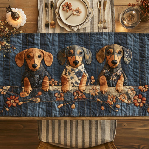 Denim Dachshund WN0207054CL Quilted Table Runner