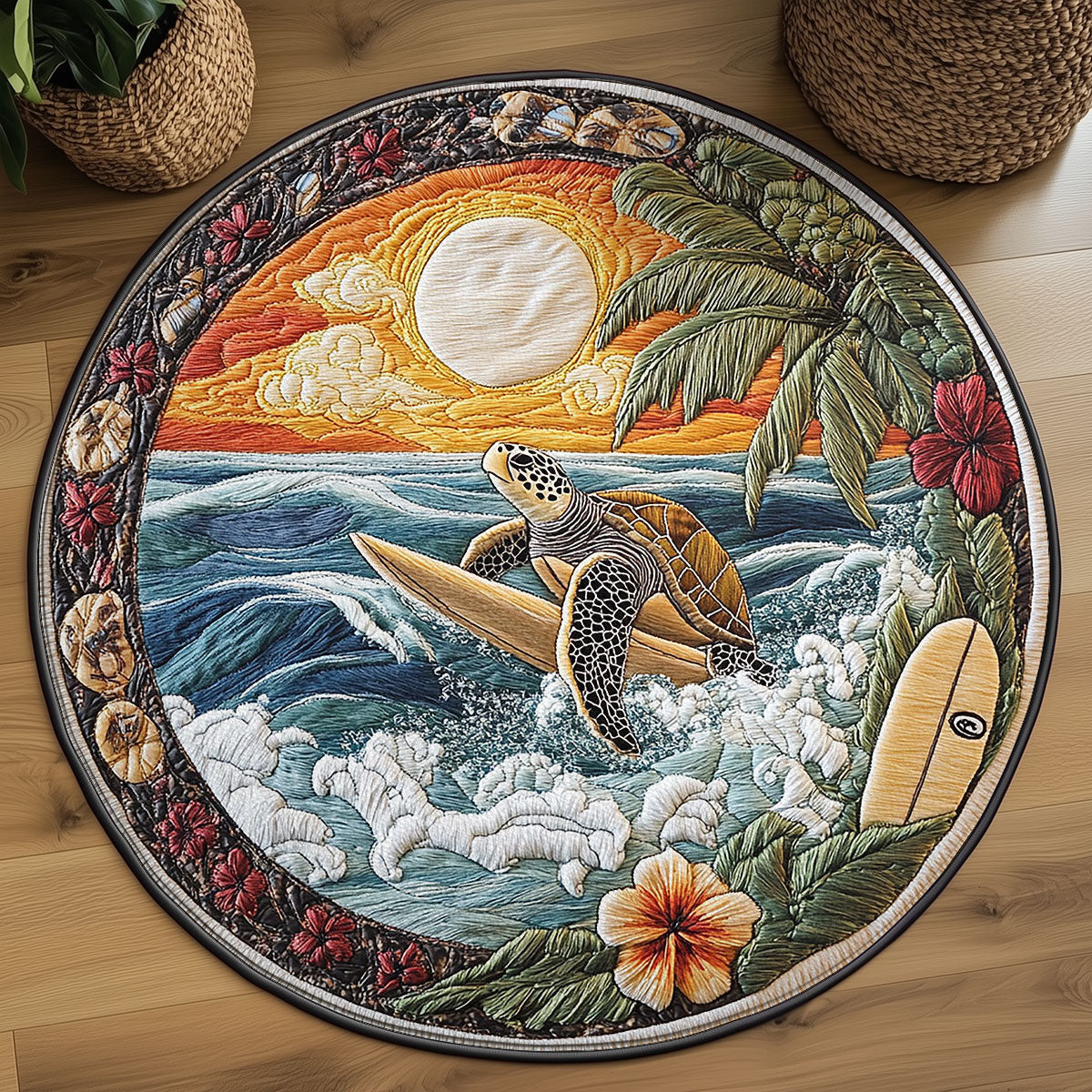 Turtle Paradise WN3105059CL Quilted Round Mat