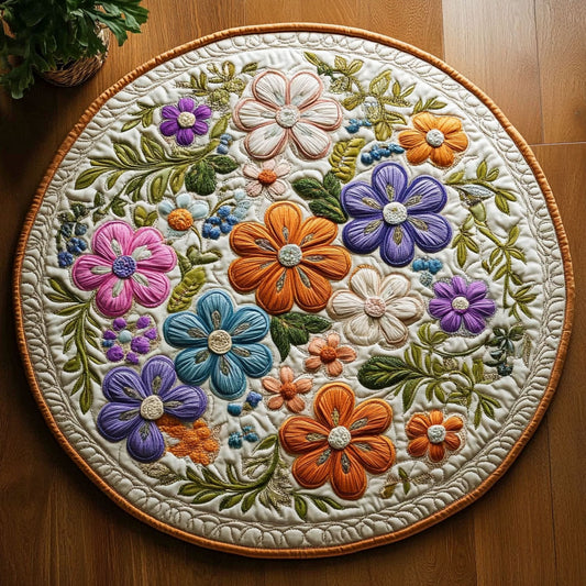 Springtime Flower WN0808098CL Quilted Round Mat