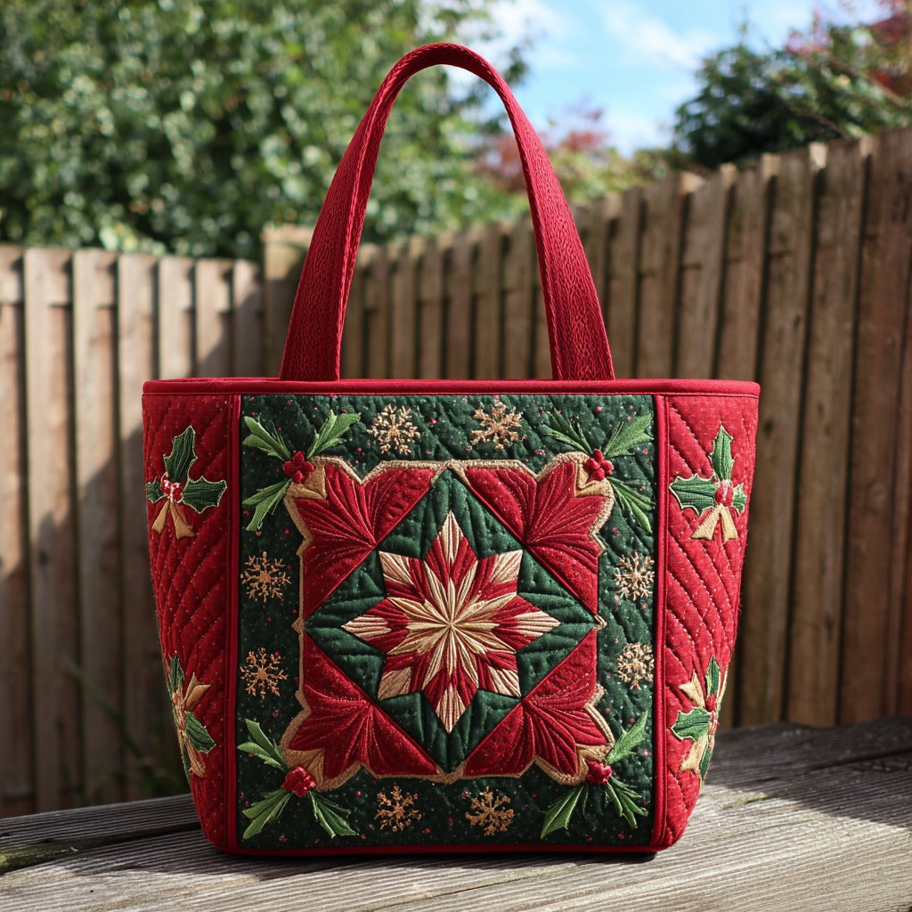 Christmas Star Block XR2611024CL Quilted Tote Bag