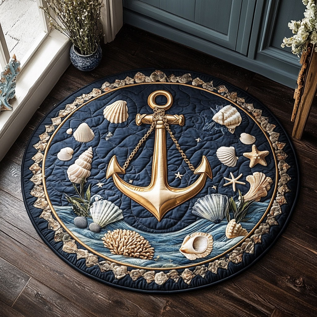 Coastal Anchor CP1201009CL Quilted Round Mat
