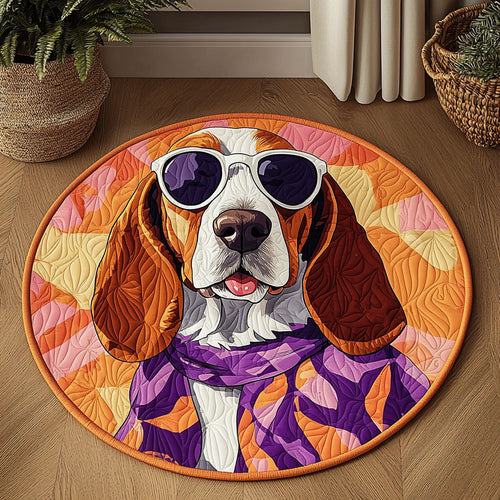 Fancy Basset Hound QA0712015CL Quilted Round Mat