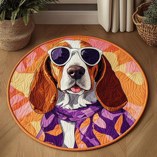 Fancy Basset Hound QA0712015CL Quilted Round Mat
