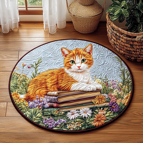 Wise Ginger Cat QA0901013CL Quilted Round Mat
