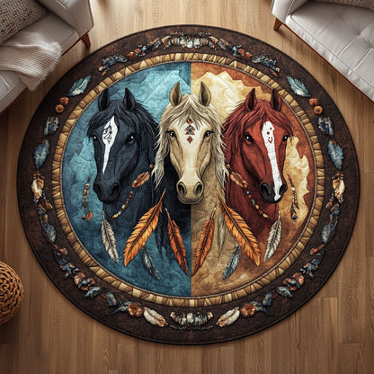 Native Soul Horses KL1012020CL Quilted Round Mat