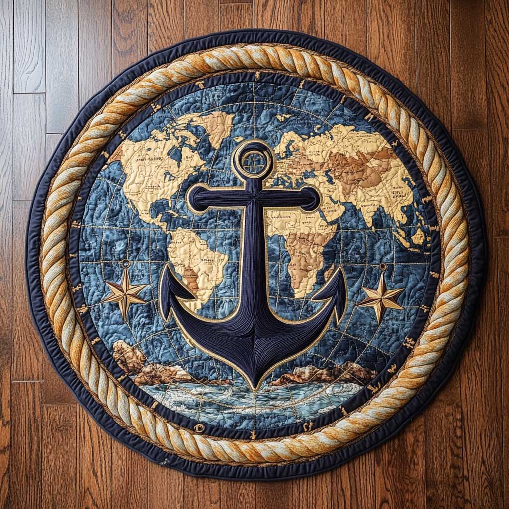 Ocean Anchor WN0805071CL Quilted Round Mat