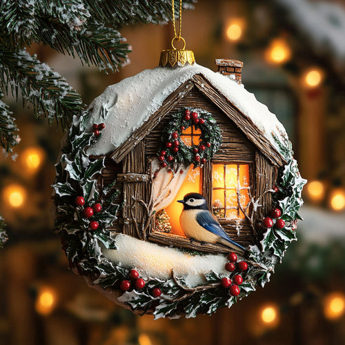 Frosted Roof Chickadee WN2210020CL Christmas Ornament