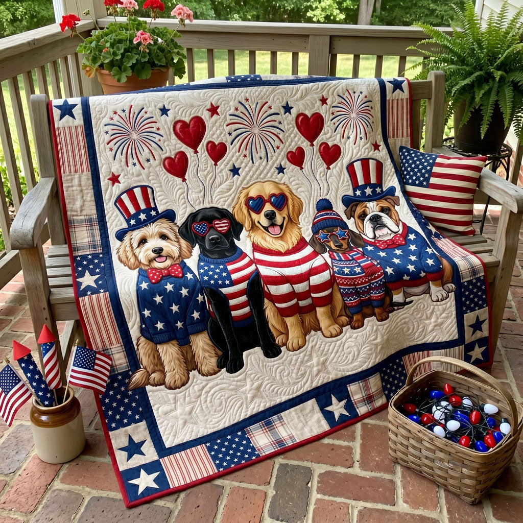 Patriotic Dogs Independence Day WN1105022CL Quilt
