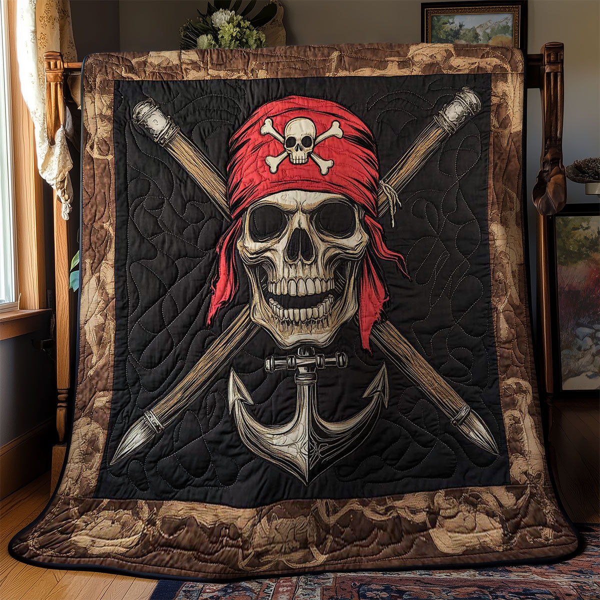 Red Bandana Skull WN2301028CL Quilt