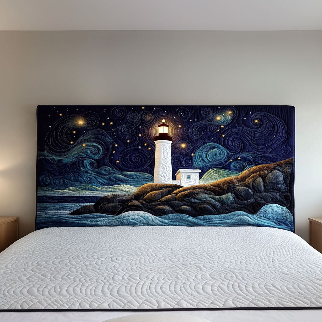 Starry Night Lighthouse QA0601013CL Quilted Headboard Slipcover