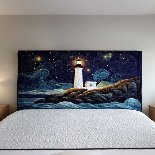 Starry Night Lighthouse QA0601013CL Quilted Headboard Slipcover