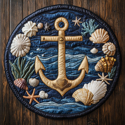 Seaside Anchor CP1201007CL Quilted Round Mat