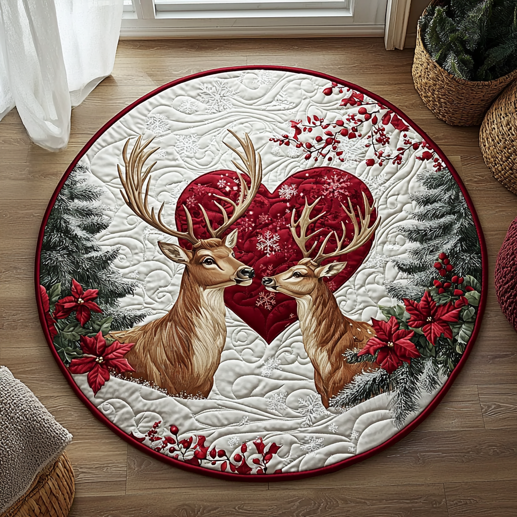 Deer Couple QA0912006CL Quilted Round Mat