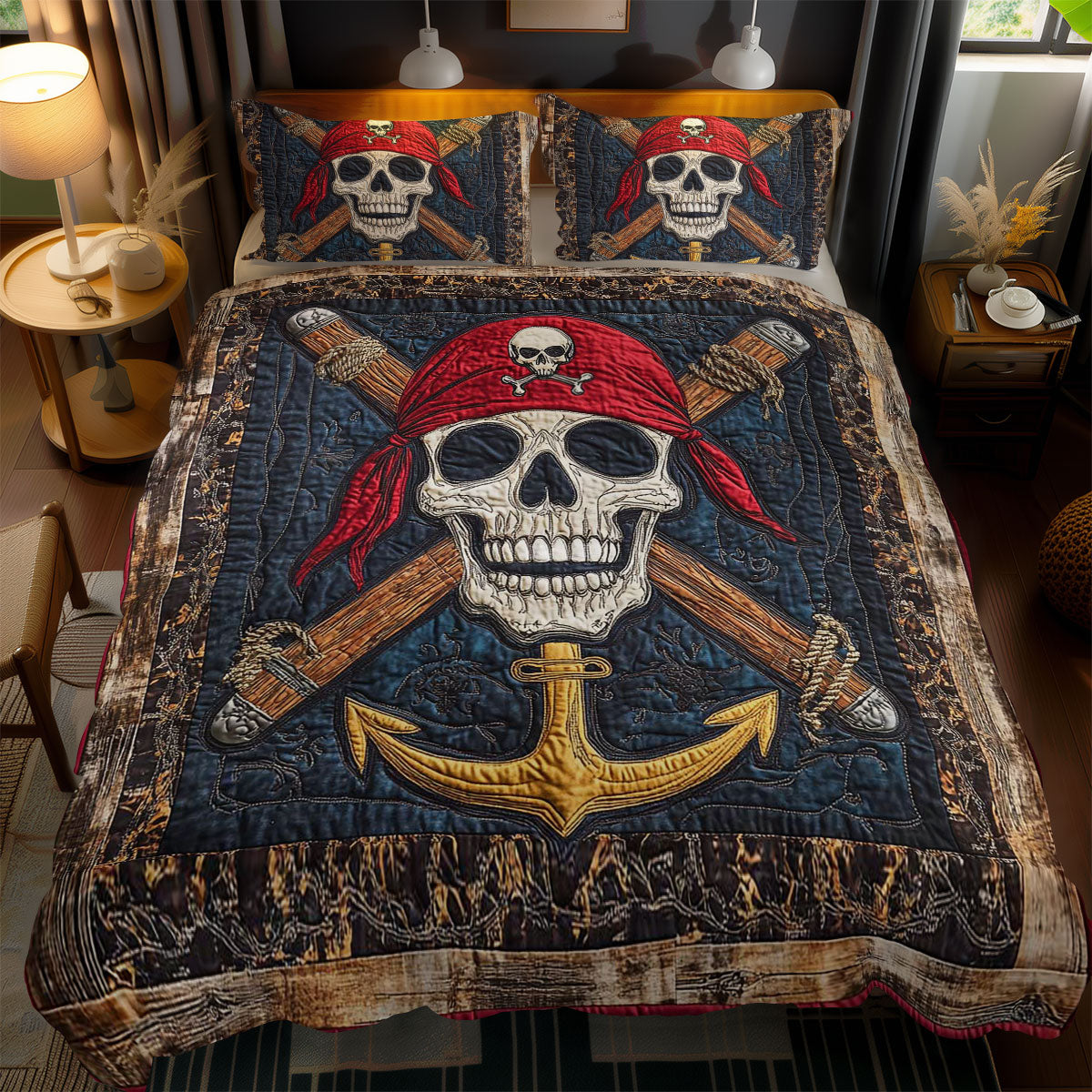 Red Bandana Skull WN2301078CL Duvet Cover Set