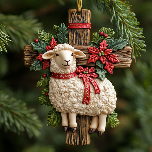 Faith Cross Sheep WN3010021CL Christmas Ornament