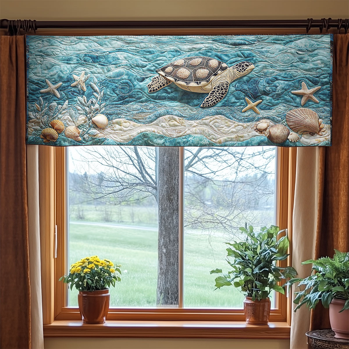 Gliding Turtle WN2003051CL Quilted Valance